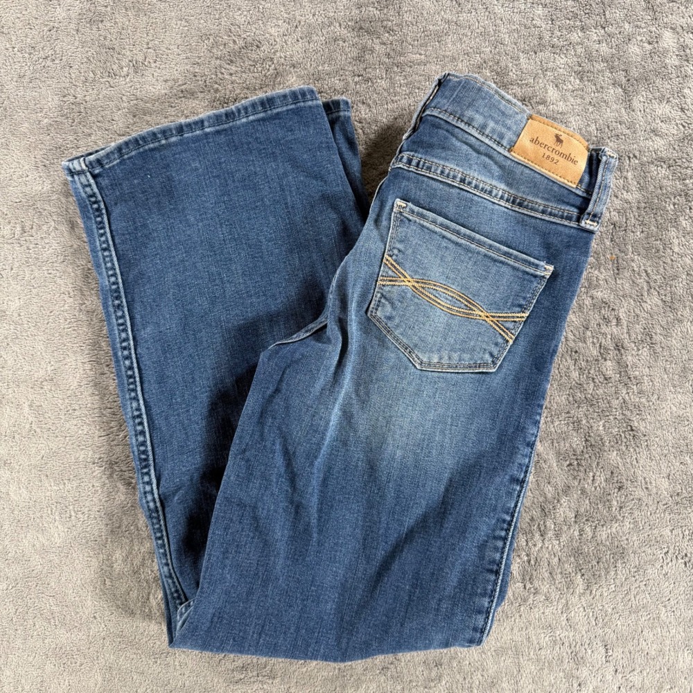Abercrombie Kids Jeans Girls 9/10 Blue Excellent High-Rise Wide Leg Denim